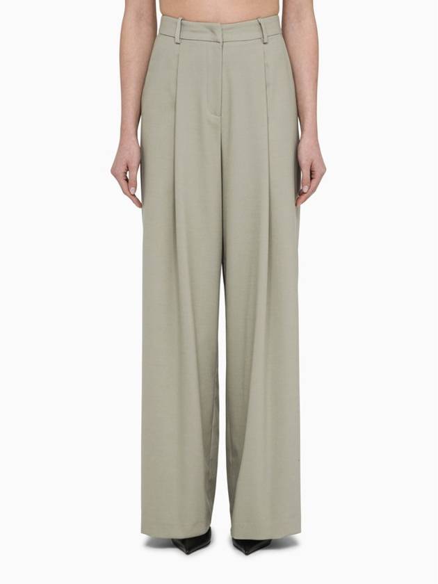 Federica Tosi Sage green wool-blend wide trousers