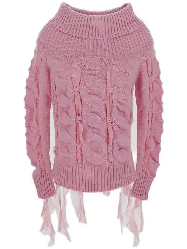 Blumarine 러플 오프숄더 니트 탑 A322M370A_N0113