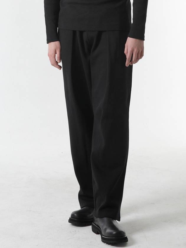 코드아이엠 리버스 핀턱 피케이 밴딩 와이드 슬랙스 블랙