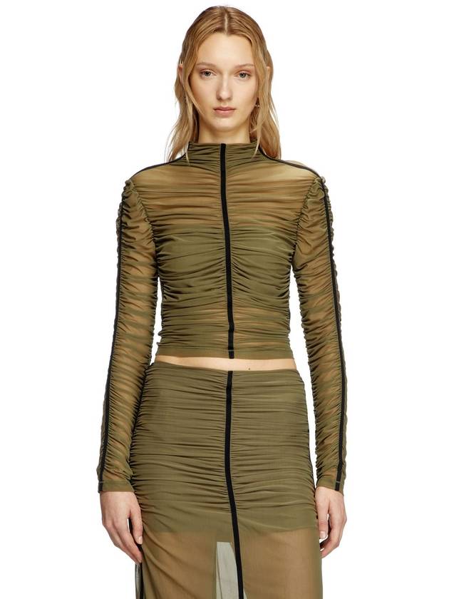 Diesel - Tulle jersey top - T-Shirts - Woman - Green