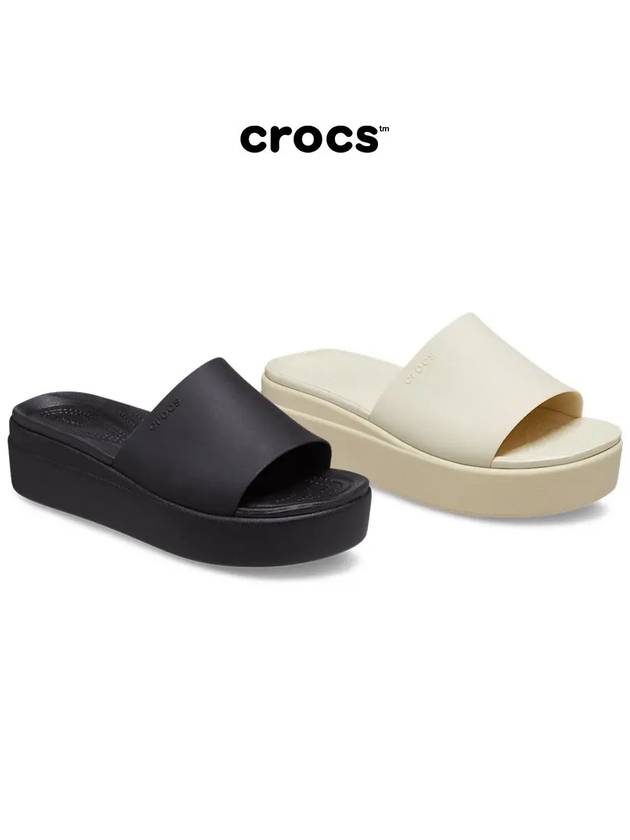 크록스 여성 브루클린 슬라이드 슬리퍼 블랙 본