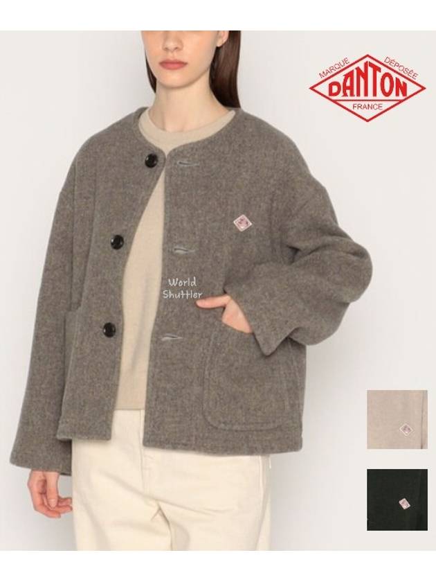 23FW 단톤 여성 울 반코트 노카라 오버핏 숏코트