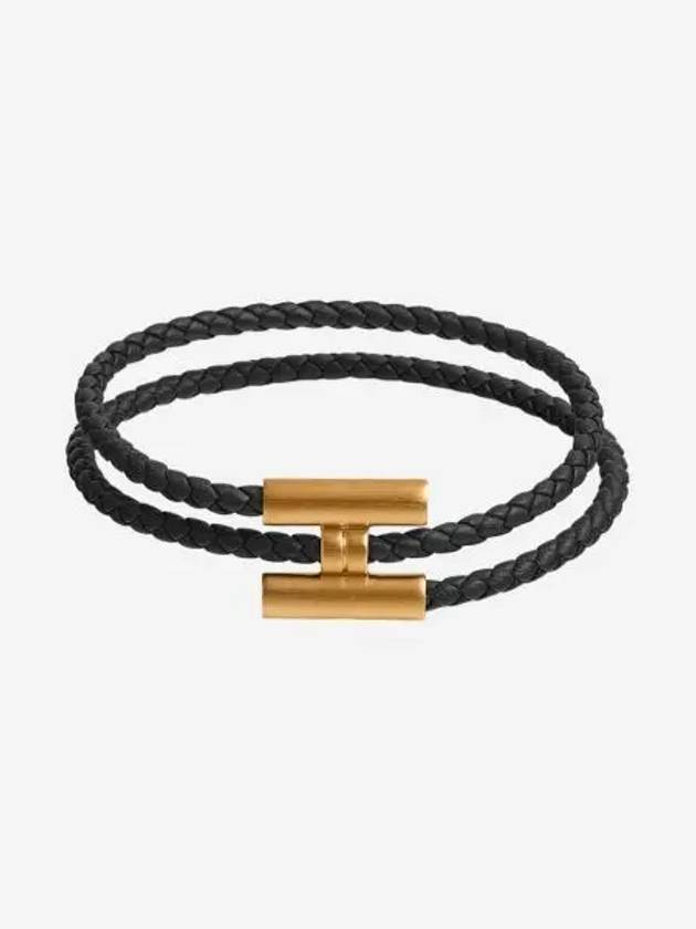 에르메스 투니스 트레세 브레이슬릿 스위프트 카프스킨 브러쉬드 골드 하드웨어 & 누아 Hermes Tournis Tresse Bracelet Swift Calfskin Brushed Gold & Noir