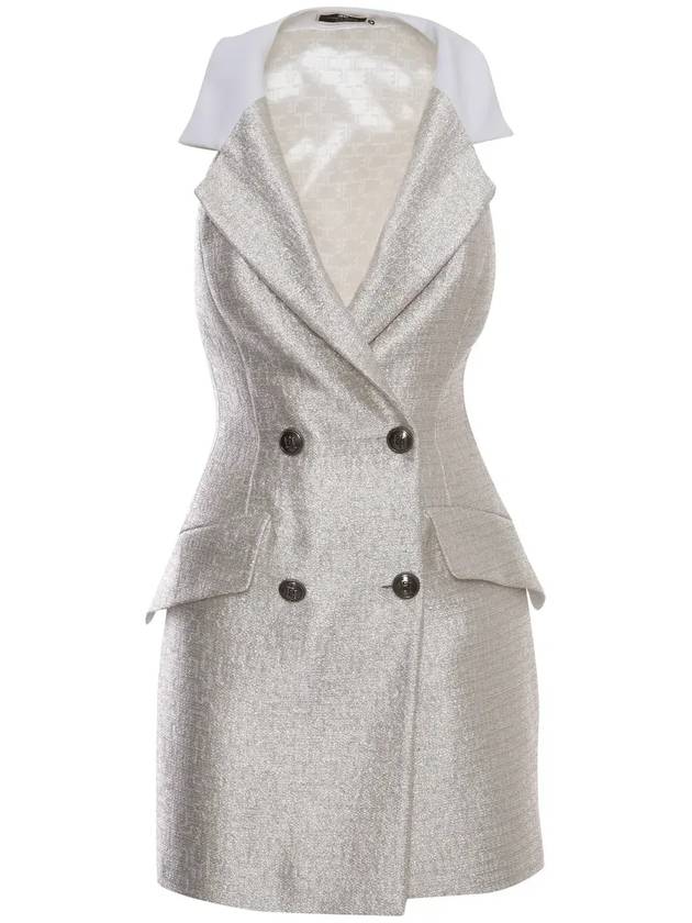 Elisabetta Franchi 민소매 트위드 미니 드레스 AB61242E2_CA7