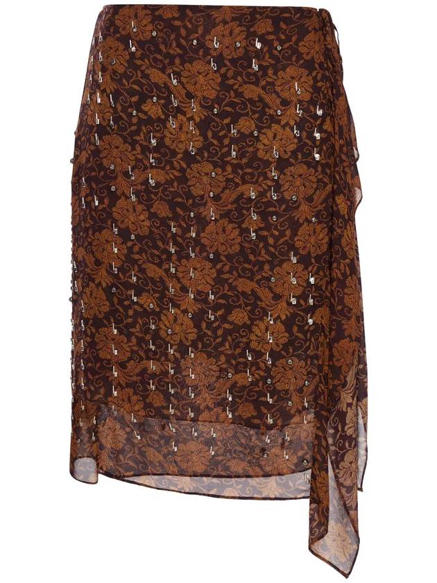 드리스 반 노튼 비대칭 플로럴 프린트 스커트 2510108431011_704DARKBROWN