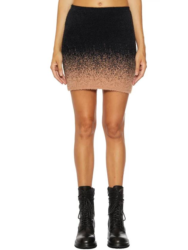 오톨링거 하이웨이스트 그라데이션 니트 미니 스커트 702503_BLWHRO