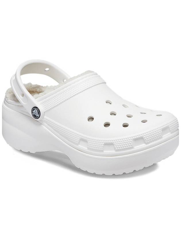 크록스 여성 남성 클래식 플랫폼 라인드 클로그 겨울 털신 털 슬리퍼 신발 샌들 White
