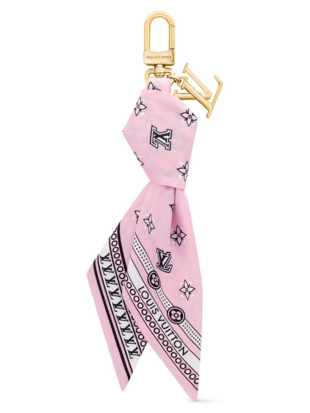 25SS 루이비통 여성 로고 LV 반다나 백 참 키홀더 핑크 M02614