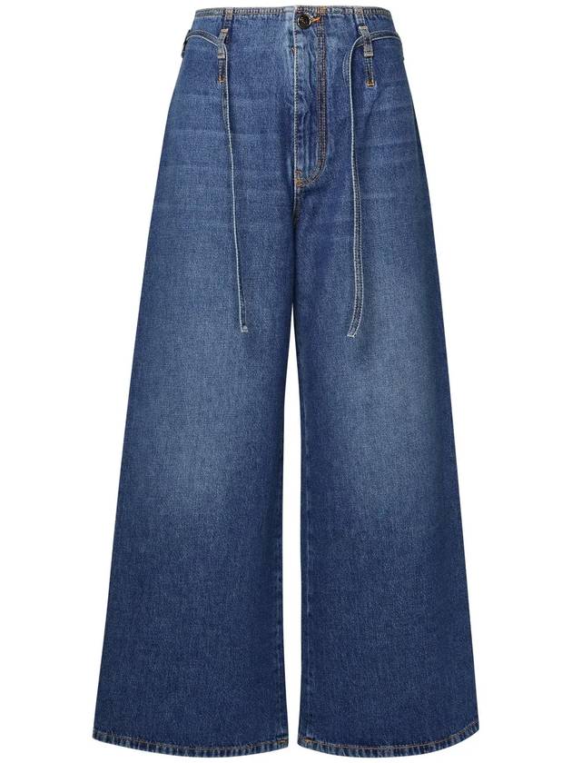 Etro 플로럴 자수 와이드 레그 진 WRNB0006AD171_S9001