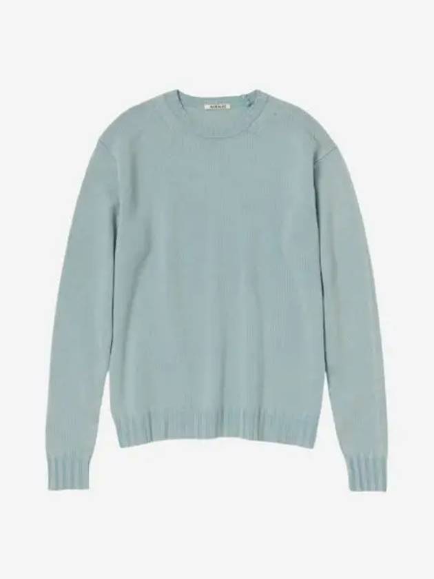 오라리 워시드 프렌치 메리노 니트 P O 라이트 블루 23AW Auralee Washed French Merino Knit P O Light Blue 23AW