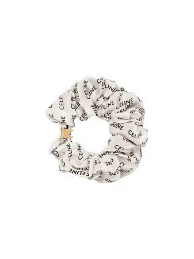 W 셀린느 스크런치 브래스 골드 피니쉬 화이트 실크 레이유어 브레이슬릿 골드 화이트 W Celine Scrunchy Rayure Bracelet in Brass with Gold Finish and White Slik Gold White