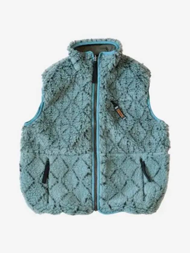 캐피탈 기모노 사시코 보아 플리스 리버시블 베스트 블루 Kapital Kimono Sashiko Boa Fleece Reversible Vest Blue