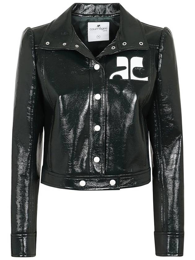 Courreges 비닐 스트레이트 헴 크롭 재킷