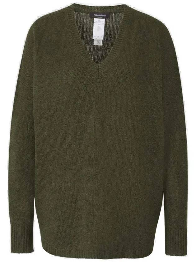 파비아나 필리피 리브 니트 V넥 점퍼 MAD214F049N900_6157