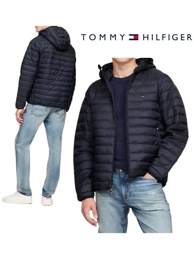 타미힐피거 패딩 경량 패커블 탑 후드 자켓 네이비
