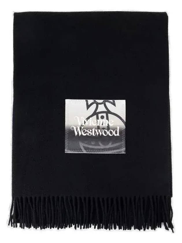 비비안 웨스트우드 로고 패치 프린지 스카프 8103013JW010X_N401BLACK