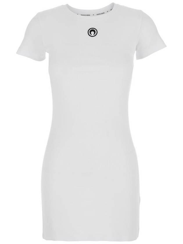 MARINE SERRE MOON 로고 저지 티셔츠 드레스 WDR248ACJER0008WH10
