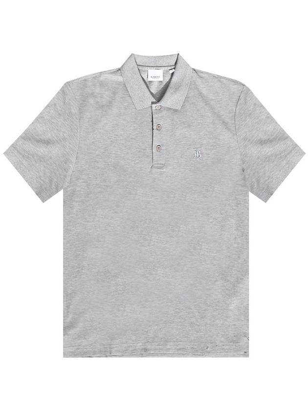 버버리 모노그램 버튼 반팔 PK셔츠 그레이