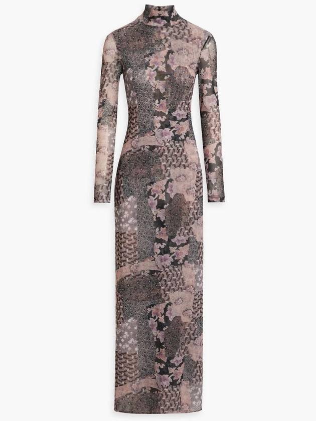 NB07 ROSETTA GETTY 여성 원피스 Floral print stretch mesh turtleneck maxi dress