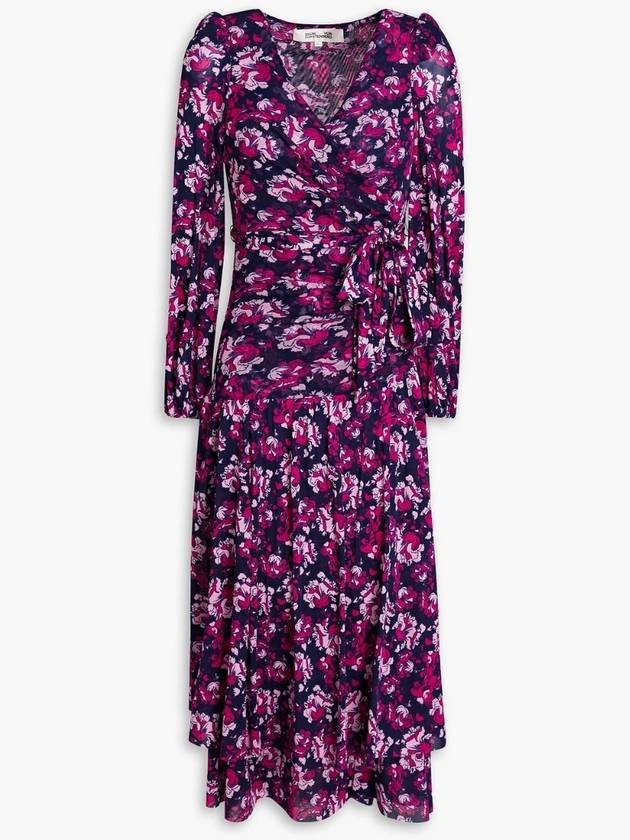 NB07 다이앤본퍼스텐버그 여성 원피스 Cataline wrap effect printed mesh midi dress 프리미엄