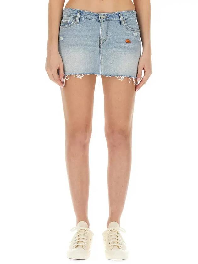 엘 X 리바이스 데님 미니 스커트 ERL07S301_BLUE