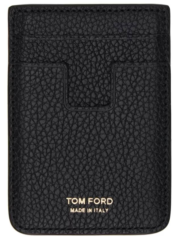 Black Soft Grain Leather MagSafe Card Holder 251076M164002