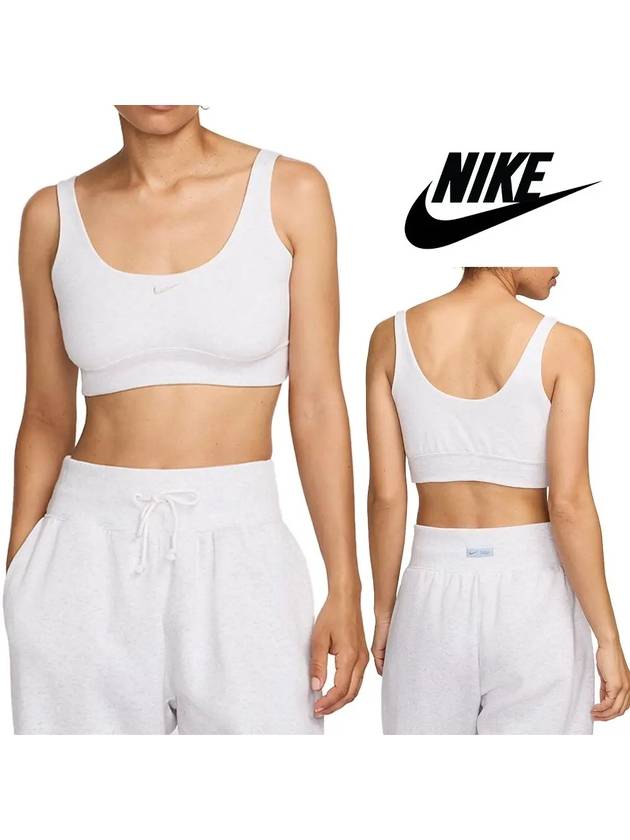 나이키 나시 여성 테리 크롭 탱크 탑 티셔츠 화이트