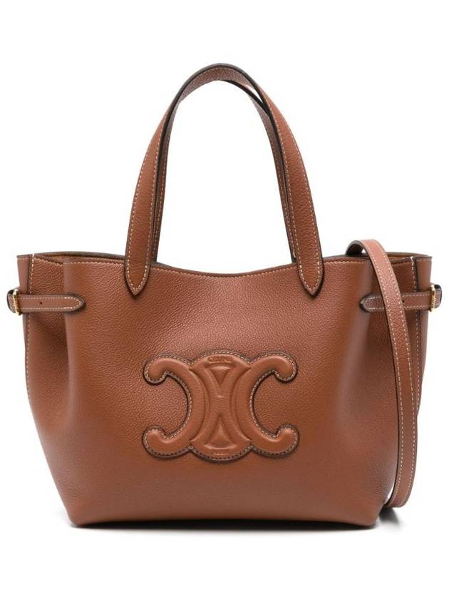 셀린느 로고 엠보싱 레더 토트 백 브라운