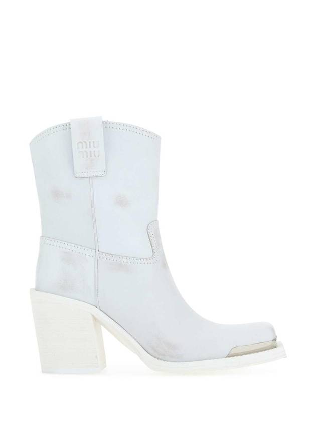 미우미우 WHITE White leather ankle boots 5T860DFM0803G63 F0009
