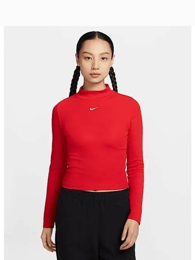 일본 나이키 NSW 스포츠웨어 에센셜 우먼 리브 모크 넥 롱 슬리브 탑 상의 DV7881 657