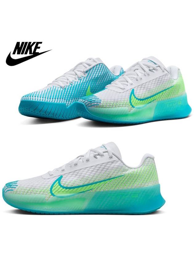 나이키 여성 하드 코트 에어 줌 베이퍼 11 테니스화 Teal Nebula