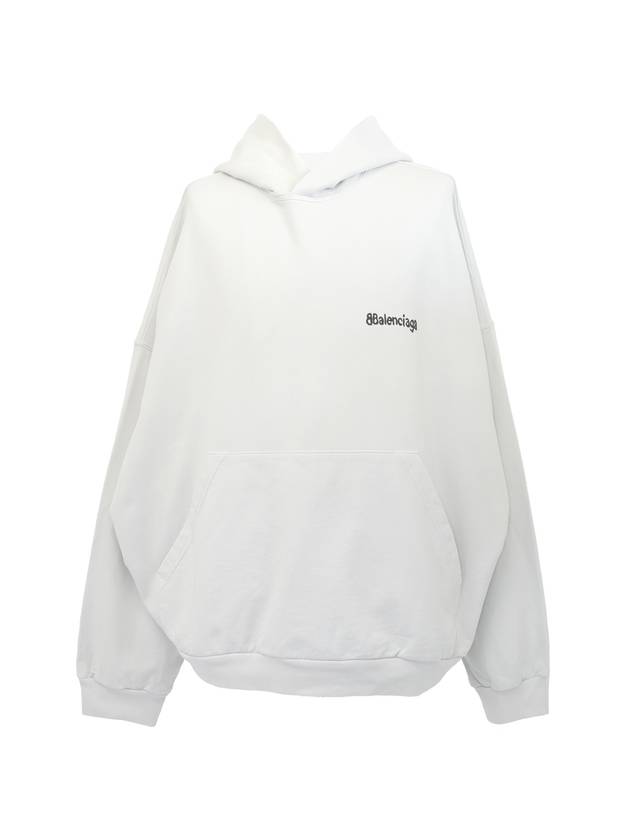 발렌시아가 로고 라지 핏 후드 화이트