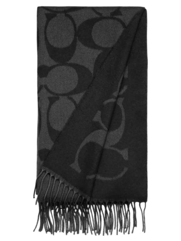 코치 시그니처 오버사이즈드 머플러 블랙