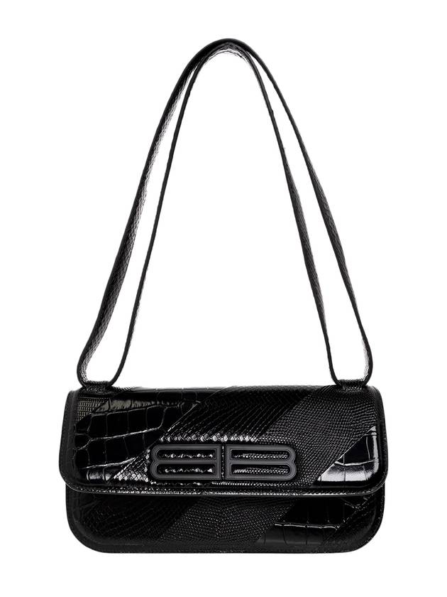 발렌시아가 가십 BB 로고 스몰 숄더 백 블랙