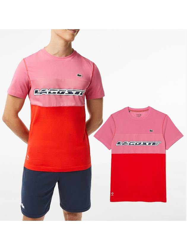 라코스테 남성 다닐 메드베데프 테니스 저지 티셔츠 반소매 반팔 핑크