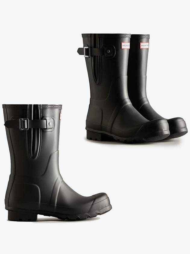 헌터 남성 숏 사이드 어드저스터블 레인 부츠 블랙