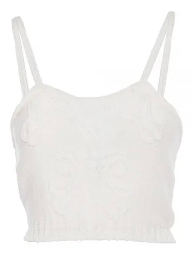 Alberta Ferretti 자수 니트 크롭 티셔츠 AA831909OM