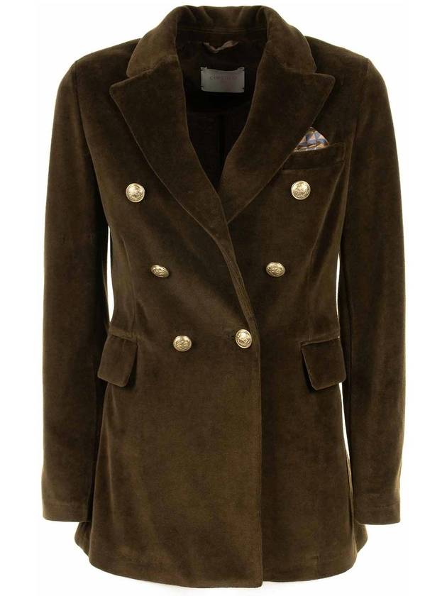 Circolo 1901 Double-breasted women's brown velvet jacket
