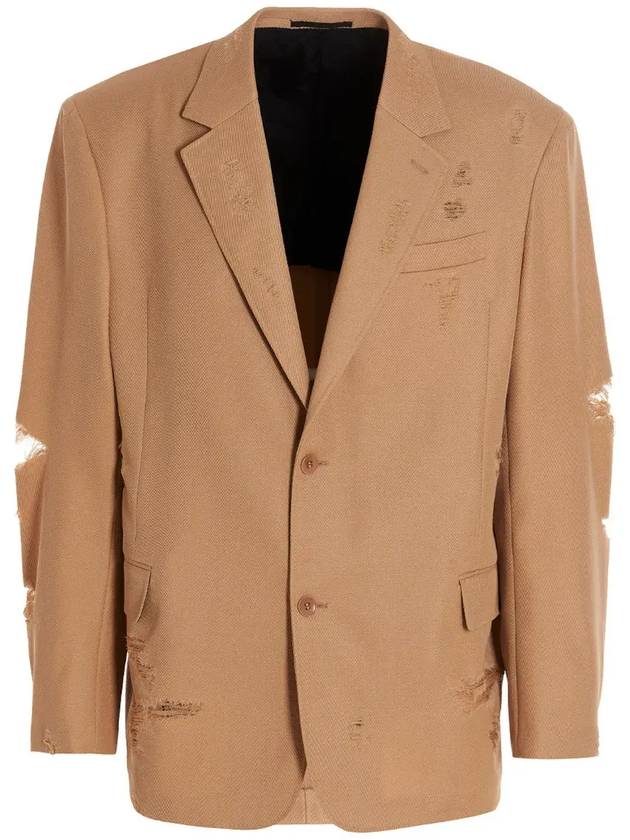 더블릿 디스트레스드 테일러드 블레이저 재킷 23SS13JK52_BEIGE