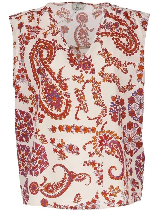 울리치 페이즐리 프린트 V넥 민소매 블라우스 CFWWSI0162FRUT3463_5490