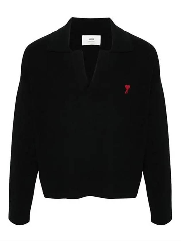 아미 남녀공용 스몰 하트 로고 폴로 니트 스웨트 UPL346 KN0042 001