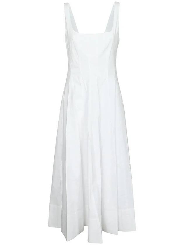 Staud Wells 플리츠 코르셋 웨이스트 롱 드레스 907291_WHTWHITE