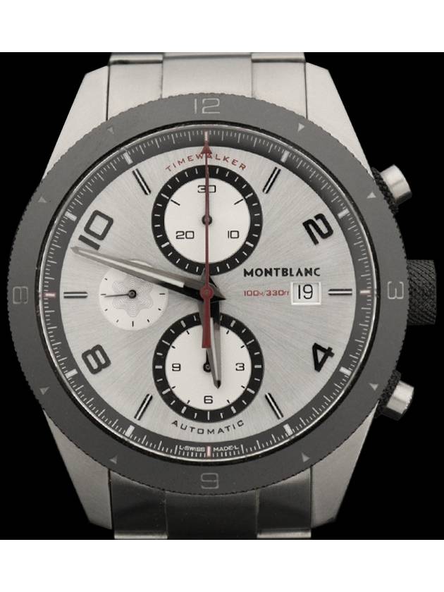 몽블랑 116099 7424 43MM 스틸 오토매틱 실버 크로노그래프 타임워커 남성 시계