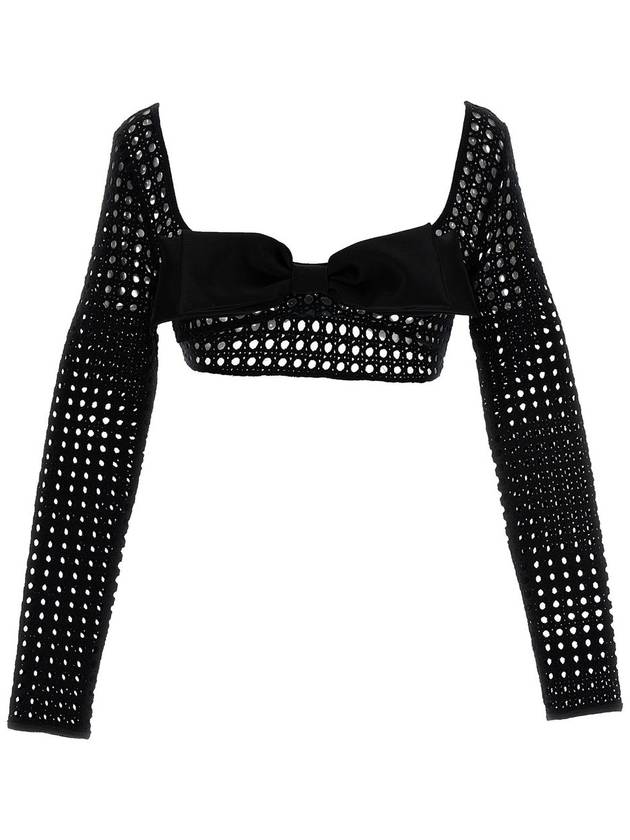 Giambattista Valli - Cropped Macrame Bow Top Tops