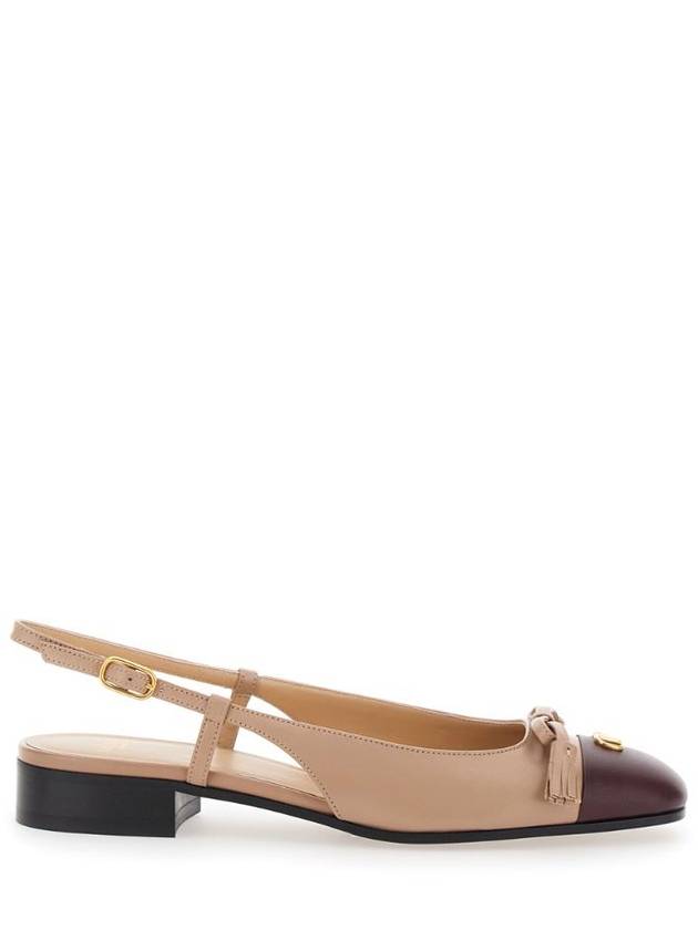 발렌티노 가라바니 Valet du Roi Pink Slingback Ballet Shoes with Bow Detail and VLogo Plaque on the Front in Leather Woman 6W0S0MH0DDTAGM