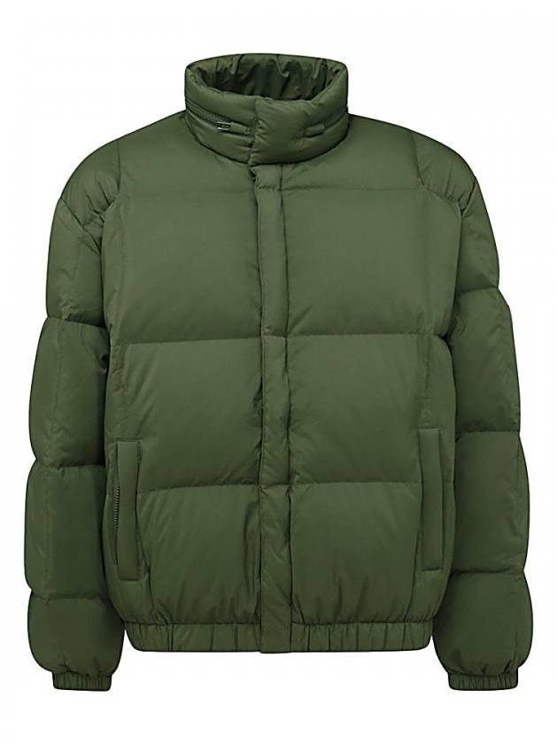 겐조 로고 패치 하이넥 나일론 패딩 그린