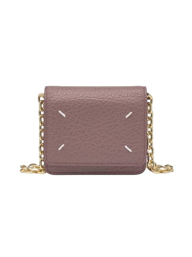 메종마르지엘라 로고 자수 체인 카드 지갑 로제트