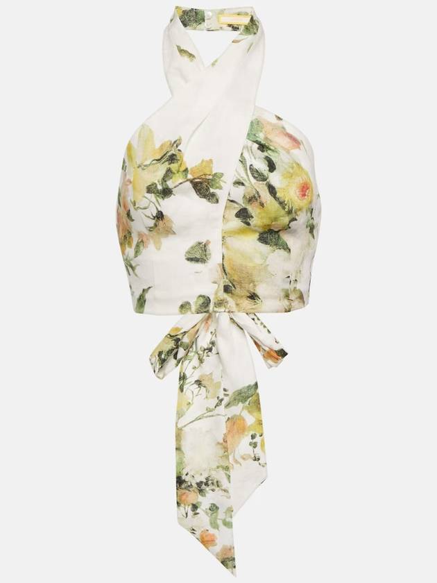 NB04 에르뎀 여성 티셔츠 Floral linen halterneck top