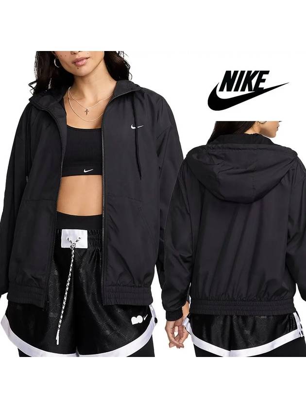 나이키 바람막이 여성 클래식 루즈 탑 후드 재킷 블랙