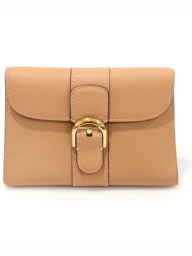 DELVAUX 델보 AB0493AAU024FDO 핑크 베이지 비죵 로데오 카프스킨 브리앙 컴팩트 반지갑